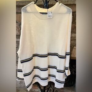 (NWT) Free People Beach Ivory Striped Lightweight Sweater Pullover Size XL